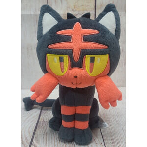 Tomy Pokémon Plush Litten Stuffed Animal Toy Gray Orange Yellow 8" 2017